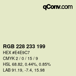 Color code: RGB 228 233 199 | qconv.com