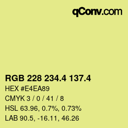 カラーコード: RGB 228 234.4 137.4 | qconv.com
