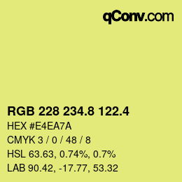 カラーコード: RGB 228 234.8 122.4 | qconv.com