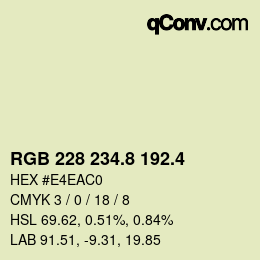 カラーコード: RGB 228 234.8 192.4 | qconv.com