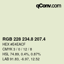 カラーコード: RGB 228 234.8 207.4 | qconv.com