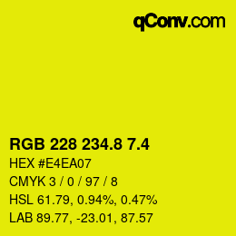カラーコード: RGB 228 234.8 7.4 | qconv.com