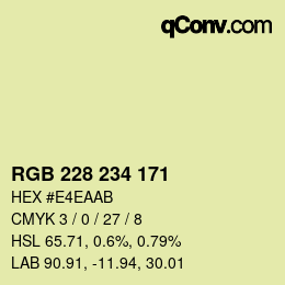 Código de color: RGB 228 234 171 | qconv.com