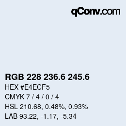 カラーコード: RGB 228 236.6 245.6 | qconv.com
