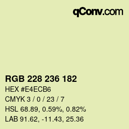 Color code: RGB 228 236 182 | qconv.com