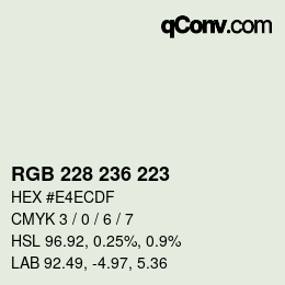 Color code: RGB 228 236 223 | qconv.com