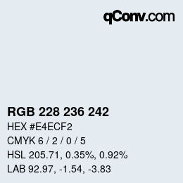 Color code: RGB 228 236 242 | qconv.com