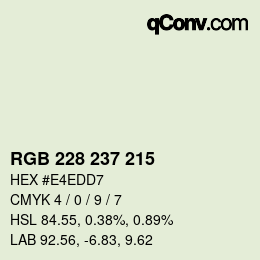 Color code: RGB 228 237 215 | qconv.com