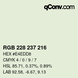Color code: RGB 228 237 216 | qconv.com