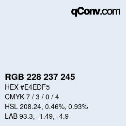 Color code: RGB 228 237 245 | qconv.com