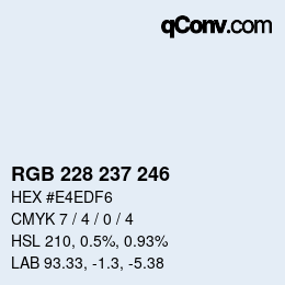 Color code: RGB 228 237 246 | qconv.com