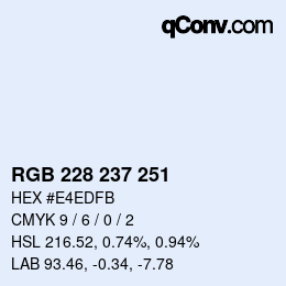 カラーコード: RGB 228 237 251 | qconv.com