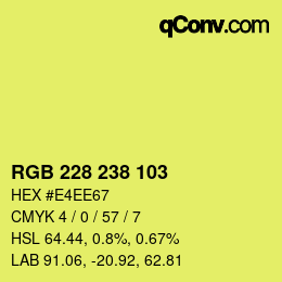 Color code: RGB 228 238 103 | qconv.com