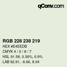 Code couleur: RGB 228 238 219 | qconv.com