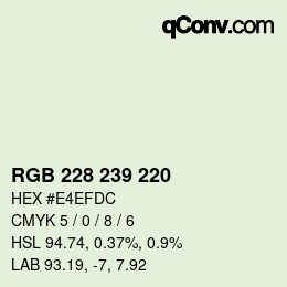 Color code: RGB 228 239 220 | qconv.com