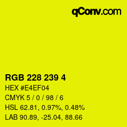 Color code: RGB 228 239 4 | qconv.com