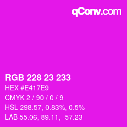 Color code: RGB 228 23 233 | qconv.com