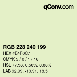 Color code: RGB 228 240 199 | qconv.com