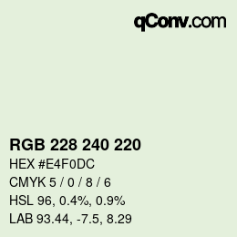 Code couleur: RGB 228 240 220 | qconv.com