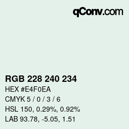 Color code: RGB 228 240 234 | qconv.com