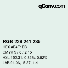 Color code: RGB 228 241 235 | qconv.com
