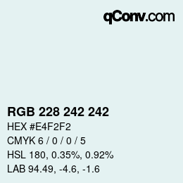 Color code: RGB 228 242 242 | qconv.com