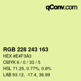カラーコード: RGB 228 243 163 | qconv.com