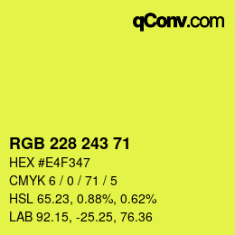Color code: RGB 228 243 71 | qconv.com