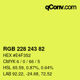 Color code: RGB 228 243 82 | qconv.com