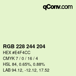 Color code: RGB 228 244 204 | qconv.com