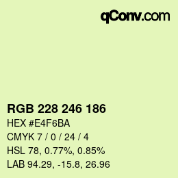 Color code: RGB 228 246 186 | qconv.com