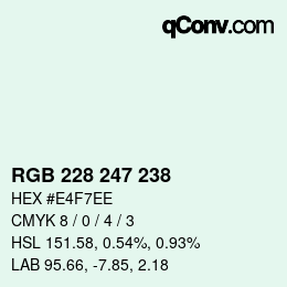 Color code: RGB 228 247 238 | qconv.com