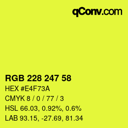 Color code: RGB 228 247 58 | qconv.com