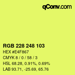 Color code: RGB 228 248 103 | qconv.com