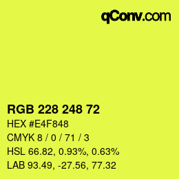 Color code: RGB 228 248 72 | qconv.com