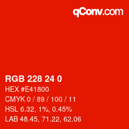 カラーコード: RGB 228 24 0 | qconv.com