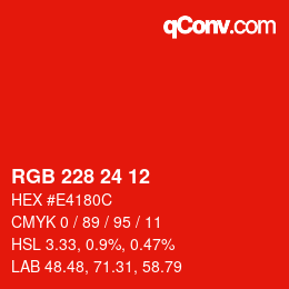 カラーコード: RGB 228 24 12 | qconv.com