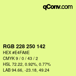 Color code: RGB 228 250 142 | qconv.com