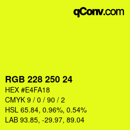 カラーコード: RGB 228 250 24 | qconv.com