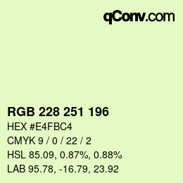 Color code: RGB 228 251 196 | qconv.com