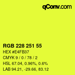 颜色代码: RGB 228 251 55 | qconv.com
