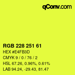 Color code: RGB 228 251 61 | qconv.com