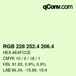 カラーコード: RGB 228 252.4 206.4 | qconv.com