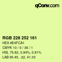 Color code: RGB 228 252 161 | qconv.com