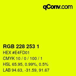 Color code: RGB 228 253 1 | qconv.com
