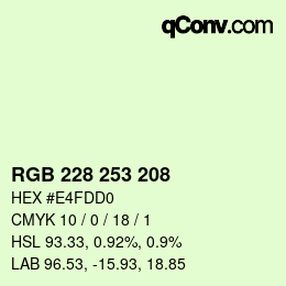 Color code: RGB 228 253 208 | qconv.com