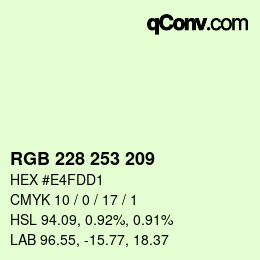 Color code: RGB 228 253 209 | qconv.com
