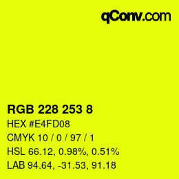 颜色代码: RGB 228 253 8 | qconv.com