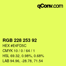 Color code: RGB 228 253 92 | qconv.com