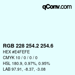 カラーコード: RGB 228 254.2 254.6 | qconv.com